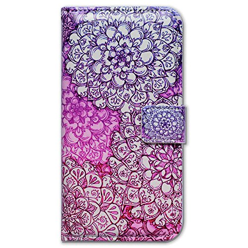 Bcov iPhone 6S Case,iPhone 6 Case, Pink Mandala Flower Card Slot Wallet Leather Cover Case for iPhone 6 6S