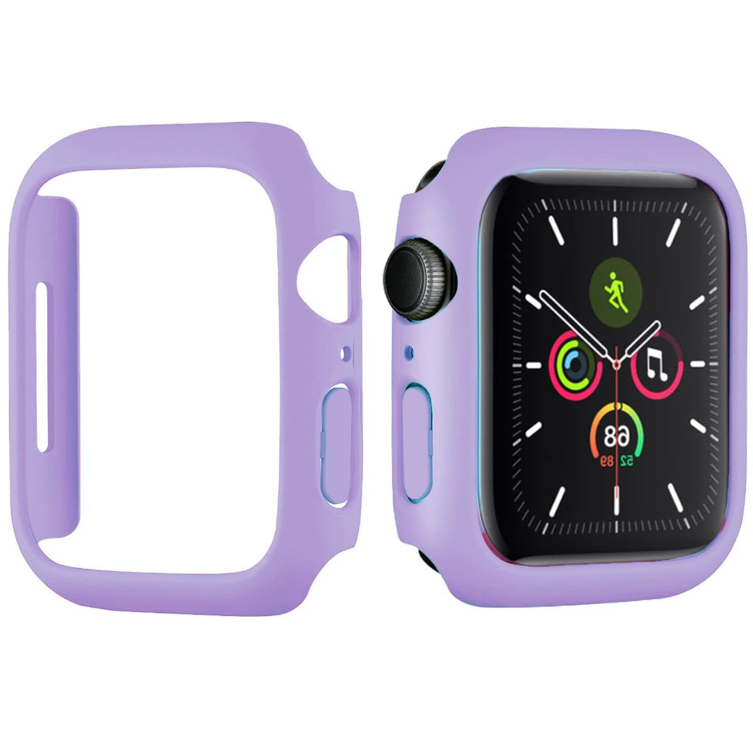 Custodia rigida per Apple Watch 40 mm (serie 4/5/6/7), bumper ultra sottile, retro aperto, protezione trasparente, viola chiaro