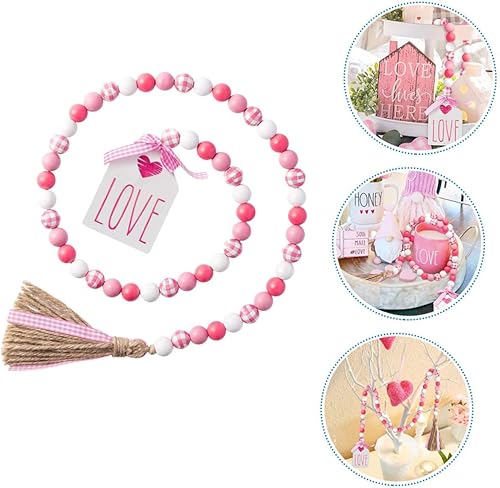 Miniatura 4 de Colgante de cuentas de borla DIY decoración de borla para el día de la madre, guirnaldas de cuentas de madera para el día de San Valentín,