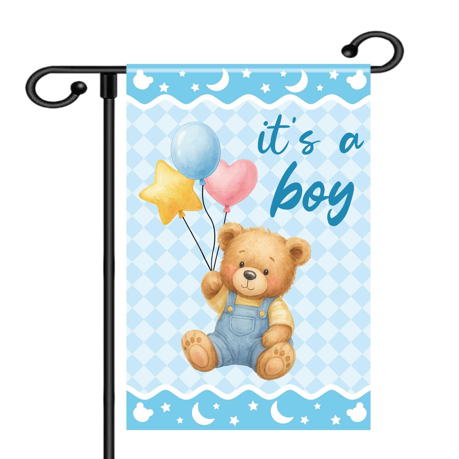It’s A Boy Garden Flag, 12x18in/30x45cm Welcome Home Baby Boy Flag for Yard Front Door Blue Baby Shower Birth Announcement Gender Reveal