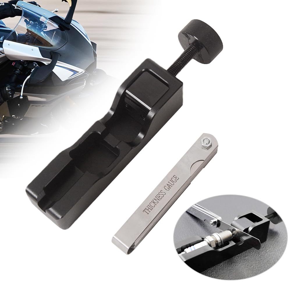 Oldbones Outil d'écart de bougie d'allumage avec jauge d'épaisseur - Outil universel pour bougie d'allumage compatible avec la plupart des bougies d'allumage de 10 mm, 12 mm, 14 mm, 16 mm (noir)