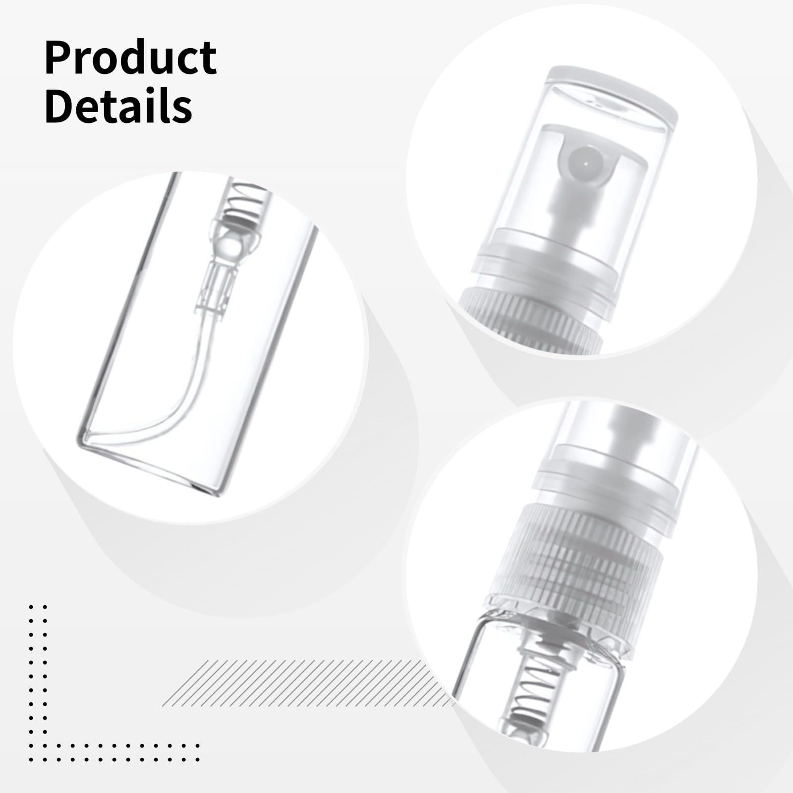 Mini-Glas-Sprühflaschen, 3 ml, transparent, für Parfüm, Probenbehälter mit auslaufsicherem Mechanismus, Sprühgeräte in Reisegröße für Duft, ätherische Öle und Gesichtsnebel, 100 Stück