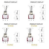 Vista 3 de 20 unidades (4 tipos) interruptor de palanca CA 5A125V 2A250V 3(6) terminales de pin de encendidoapagadoencendido 2 (3) posición SPDT interruptor