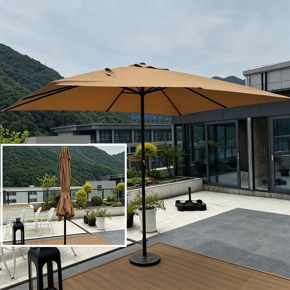 Parasol Ogrodowy Kwadrat 250 x 250 cm, Parasol Stołowy Z Korbką, Ochrona UV, 8 Solidnych Żeberek do Ogrodu, Podwórka, Tarasu, Basenu(Rouge)