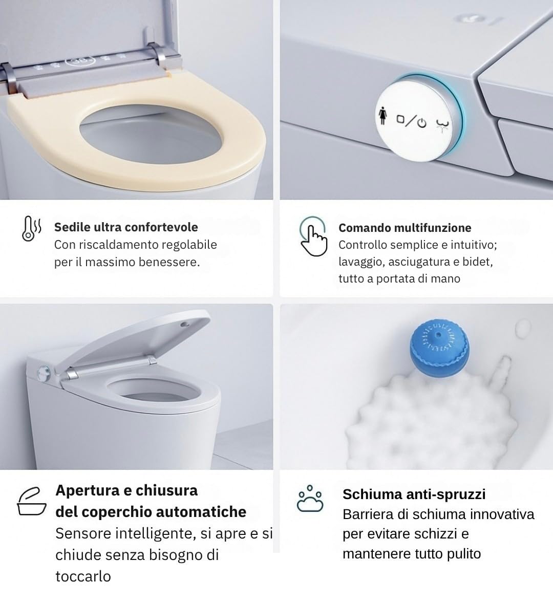 Nashi - (Ovian SE) | WC giapponese | WC con bidet | acqua con getto, tazza riscaldabile e asciugatura | apertura automatica | autopulente e stirzzatore UV (Scarico a terra)