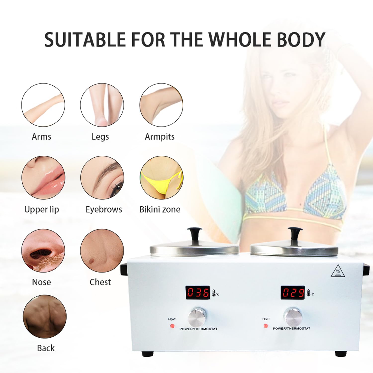 Pantalla Digital De Calentador De Cera Doble, Kit De Cera De La Nariz De 1000 Ml, Cera De Depilación con Juego De Temperatura Ajustable, Kits De Cera Caliente, Suministros De Vela Perfumada con Vela