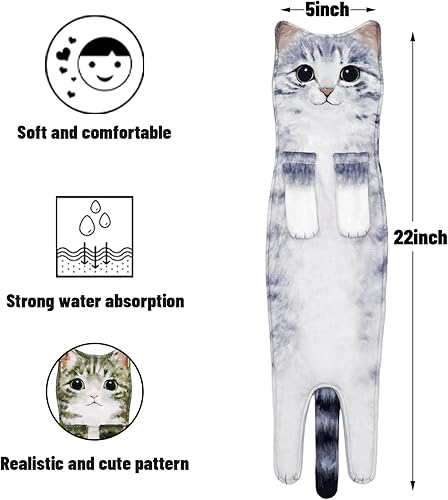 Miniatura 7 de Hawgiman - Toallas de mano para baño y cocina, toallas decorativas con forma de gato que se secan rápido y se cuelgan para baño y rostro regalos