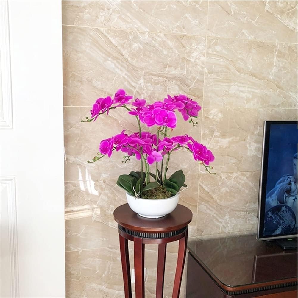 Orchidée Artificielle avec Vase Fleurs de phalaenopsis artificielles Colle au Toucher Fleur Artificielle 53 cm Fausse Fleur Maison Fausses orchidées Fleurs artificielles