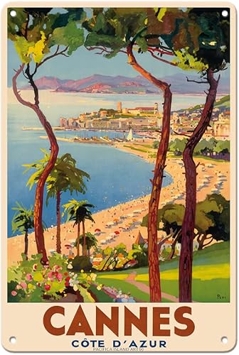 Póster de la Riviera Francesa de Cannes - Côte d'Azur, Francia - Vintage World Travel Póster de Lucien Peri c.1938 - Bella impresión artística