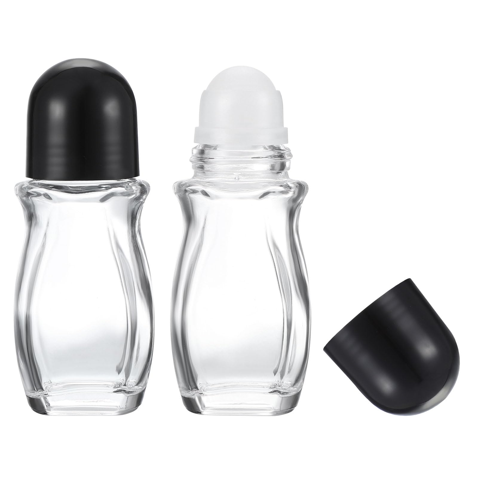 Flacon roller en verre noir 50 ml rigide et hermétique avec bille intégrée x2