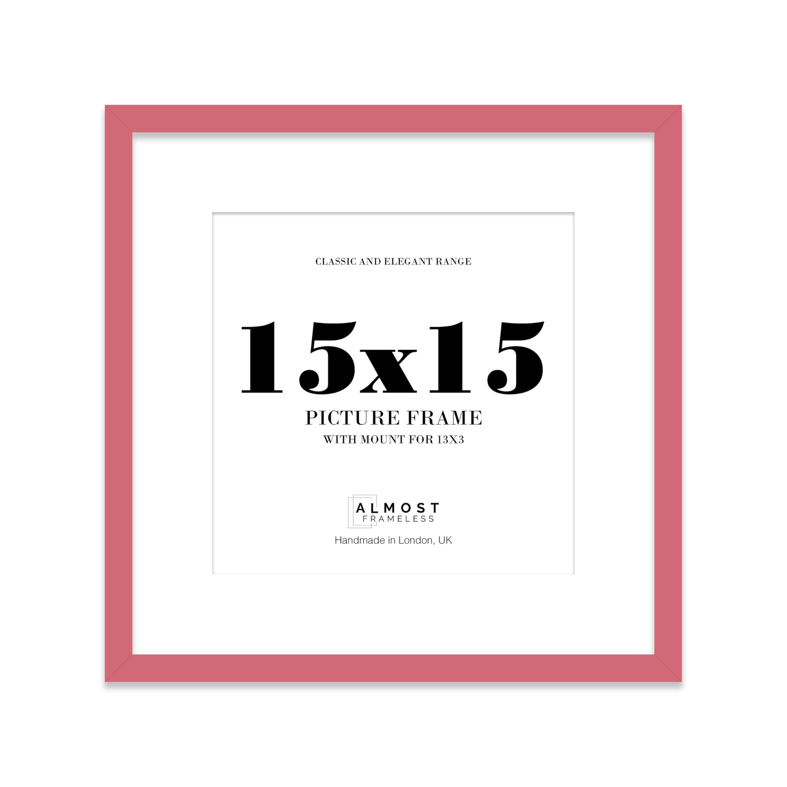 15x15 Pink Picture Frame with Mount for 13x13 Photos, Prints - Modern Square Wall Frame, 1 Pack
