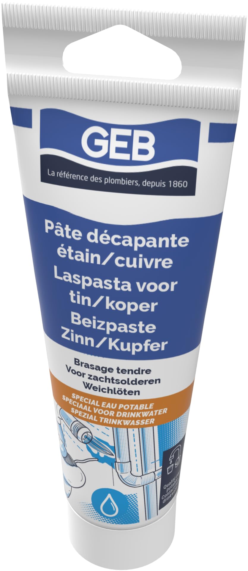 Pâte décapante étain cuivre tube 125 ml brasage tendre GEB