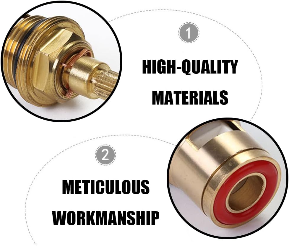 2 Pcs Quarter Turn 1/2" Replacement Tap Valves Brass Ceramic Stem Disc Cartridge Faucet Valves Replacement Valve Cartridge Spares for Faucet
