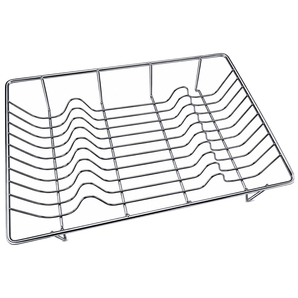 Concept4u Premium Chrome Dish Drainer Rack – Large Kitchen Sink Plate Drying Stand & Bowl Holder – Sleek Rust-Resistant Metal Tabletop Dishwasher Rack with Integrated Cutlery Drying Sections.