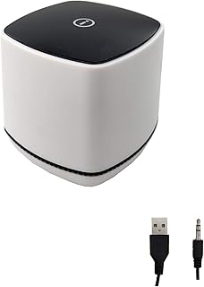 Accod Mini Desktop Speaker USB Powered and 3.5mm Audio Input Wired Computer Speaker Portable Multimedia Desktop Speaker for PC/Smart Phone and Tablet Computer Compact Desktop PC Speaker (White)