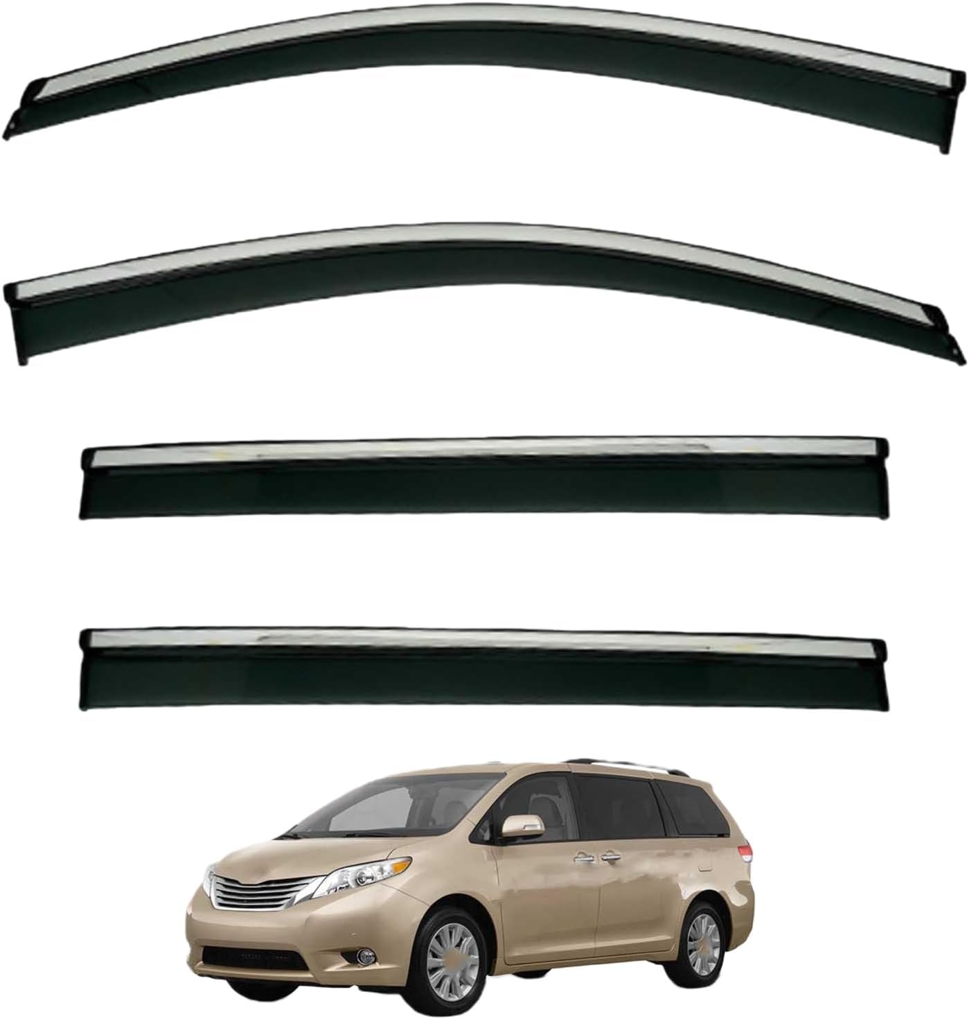 Acwyahso Normal Rain Guards Wind Deflectors For Toyota Sienna Mk3-Xl30 2011-2020, 4Pcs Vent Visors, Allows Fresh Air & Keeps Rain Out, No-Drill Install