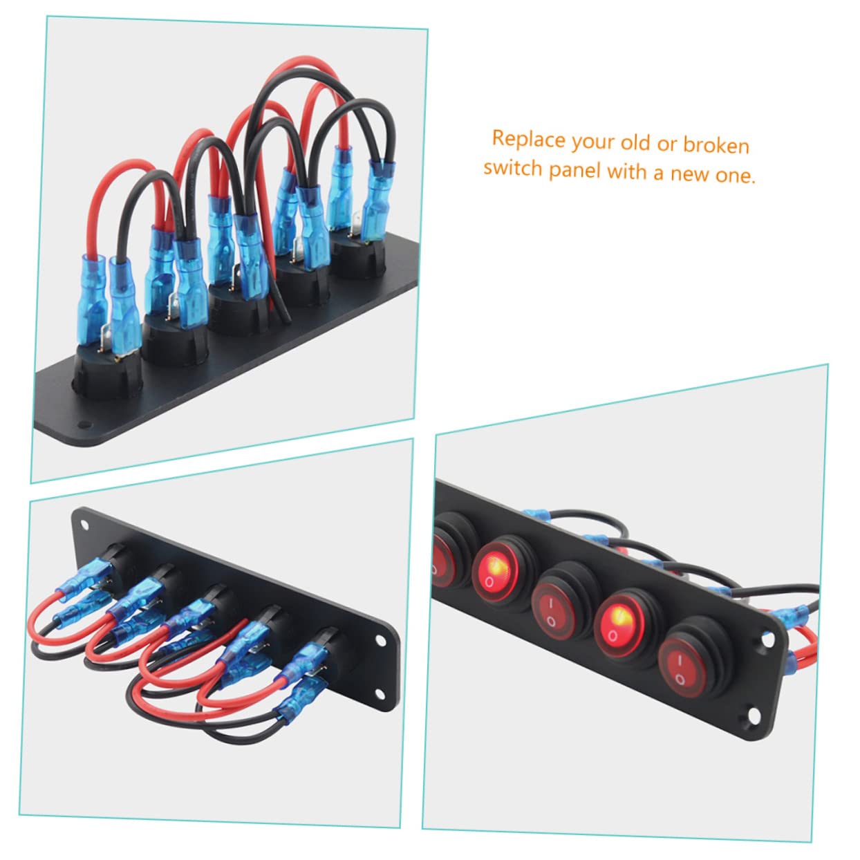 ULTECHNOVO 3piezas Panel De Interruptores Rocker Marinos De Gangs Precableado Led Para Autos y Motos