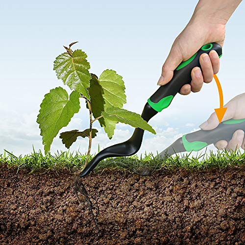 Foto von T98 Gartengeräte Set,Gartenwerkzeug Set 6-teiliges mit Rostfrei Gartengeräte, Gartenschere Pflanzkelle Unkrautstecher Harke Unkrautgabel Spitzschaufel (mit Skalenmarkierung) für Gartenpflege