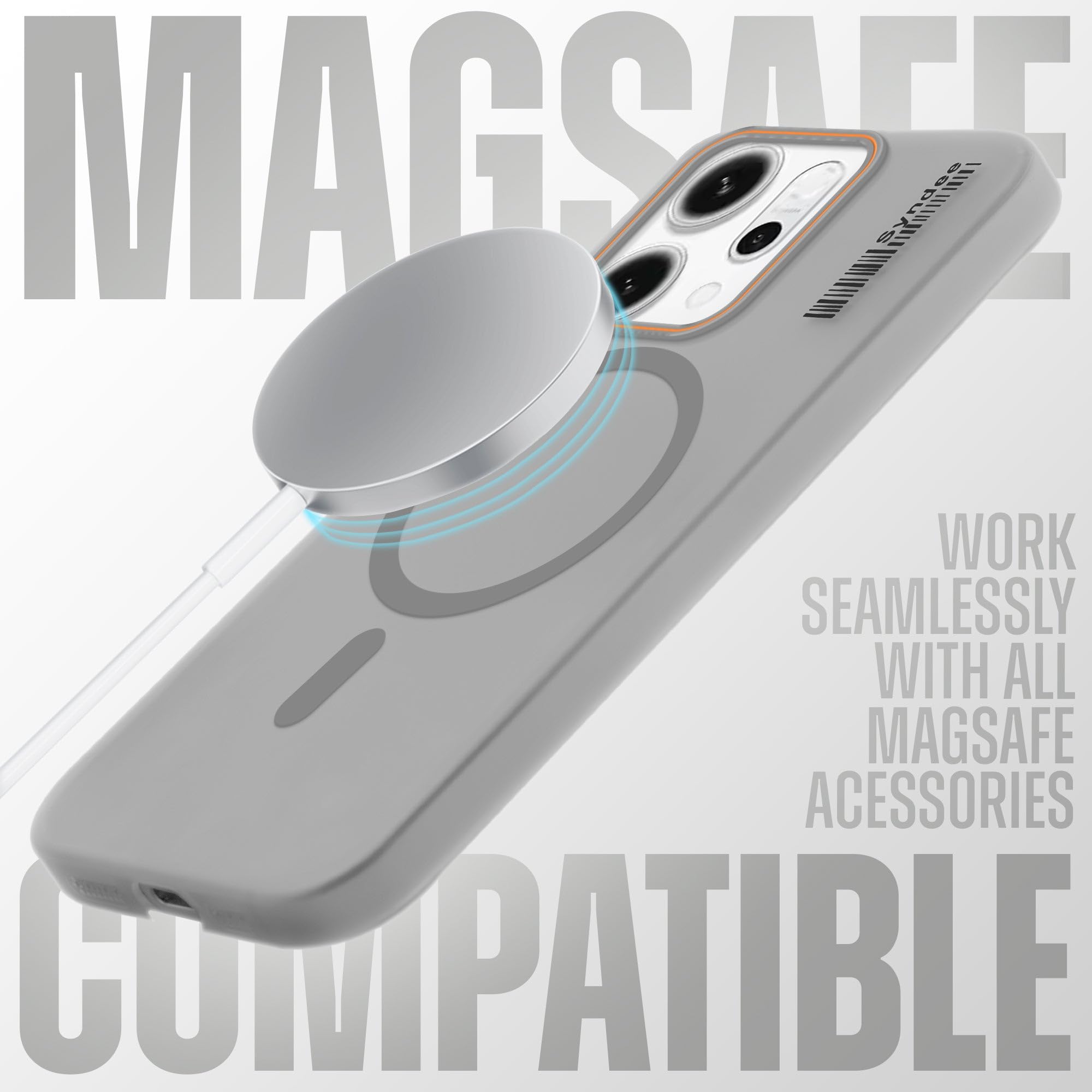 DL3 Mobilak Case Back Cover for OPPO Reno 14 Pro 5G, Sleek Frosted Translucent Back Only Compatible with Wireless Magnetic Accessories | Anti-Scratch Shockproof Phone Case (Gray)