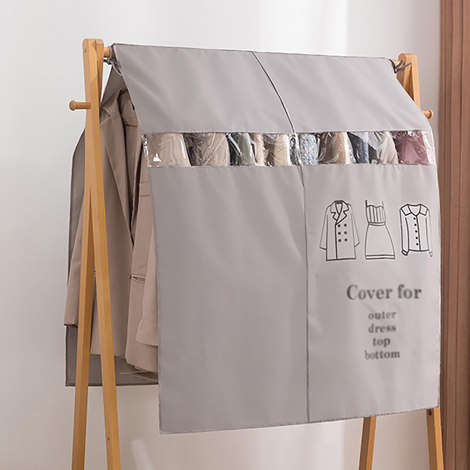 Garment Bags， Clothes Covers Protecting, Garment Bag for Hanging(Gray,150 * 120cm/59 * 47in)