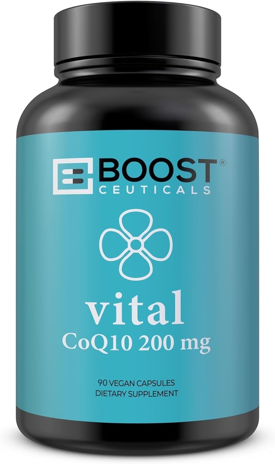 BoostCeuticals CoQ10 200mg Ubiquinone - Heart Health & Statin Muscle Support, Cellular Energy, Healthy Blood Pressure Range, Powerful Antioxidant, 90 Vegan Capsules