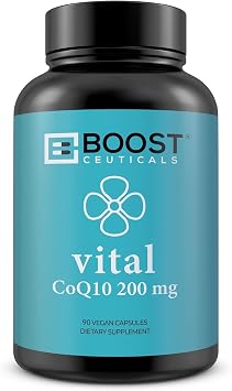 BoostCeuticals CoQ10 200mg Ubiquinone - Heart Health & Statin Muscle Support, Cellular Energy, Healthy Blood Pressure Range, Powerful Antioxidant, 90 Vegan Capsules