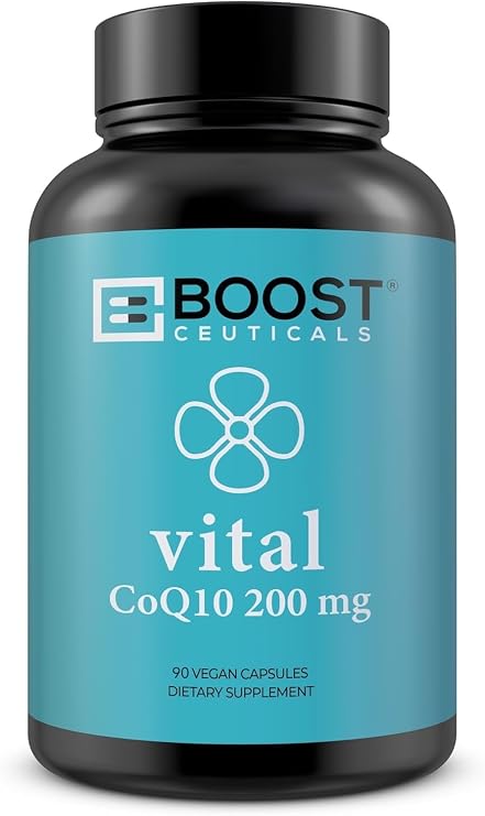 BoostCeuticals CoQ10 200mg Ubiquinone - Heart Health & Statin Muscle Support, Cellular Energy, Healthy Blood Pressure Range, Powerful Antioxidant, 90 Vegan Capsules