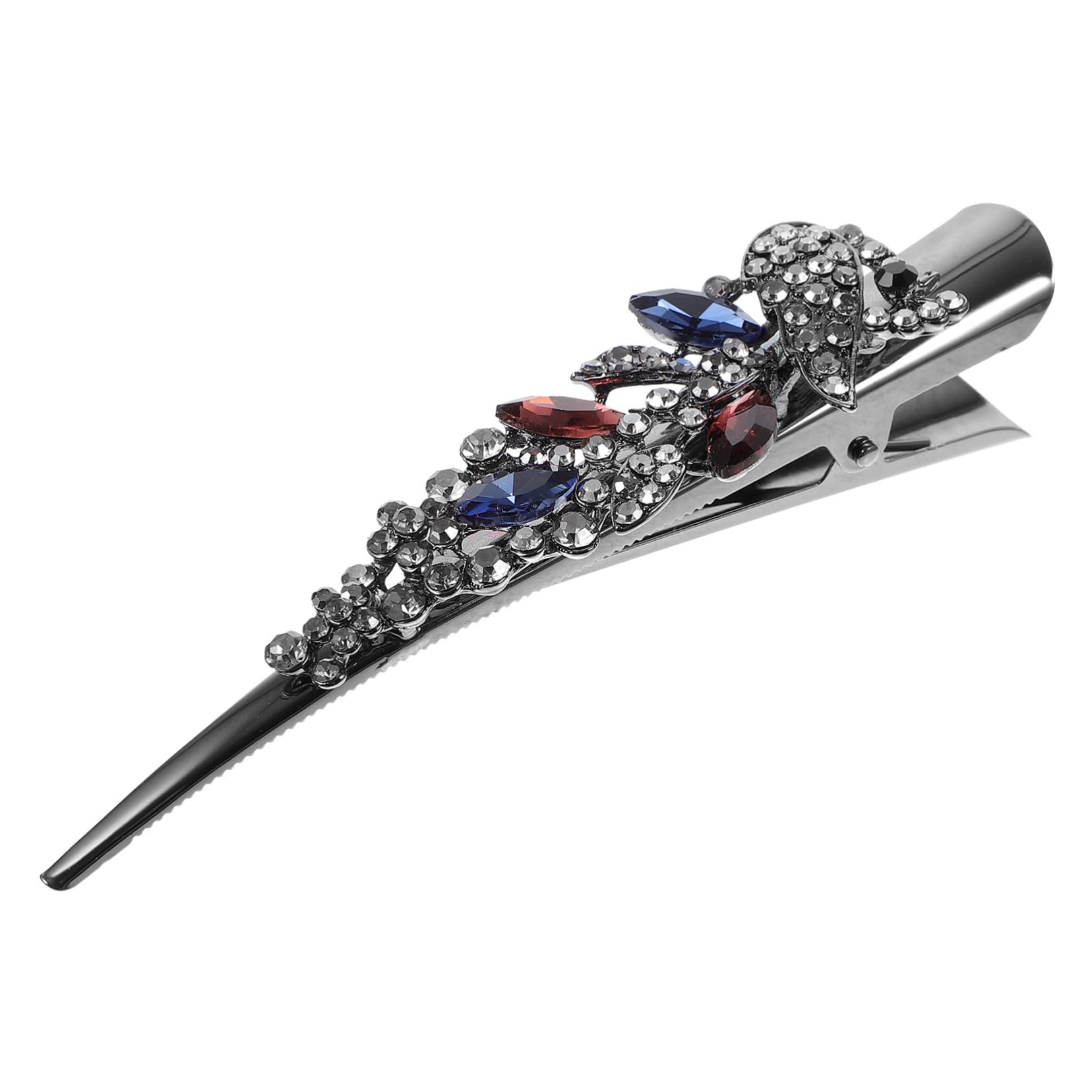 Mikinona Rhinestone Hair Clip Metal Alligator Hair Clip Elegant Vintage Hairpin for Women