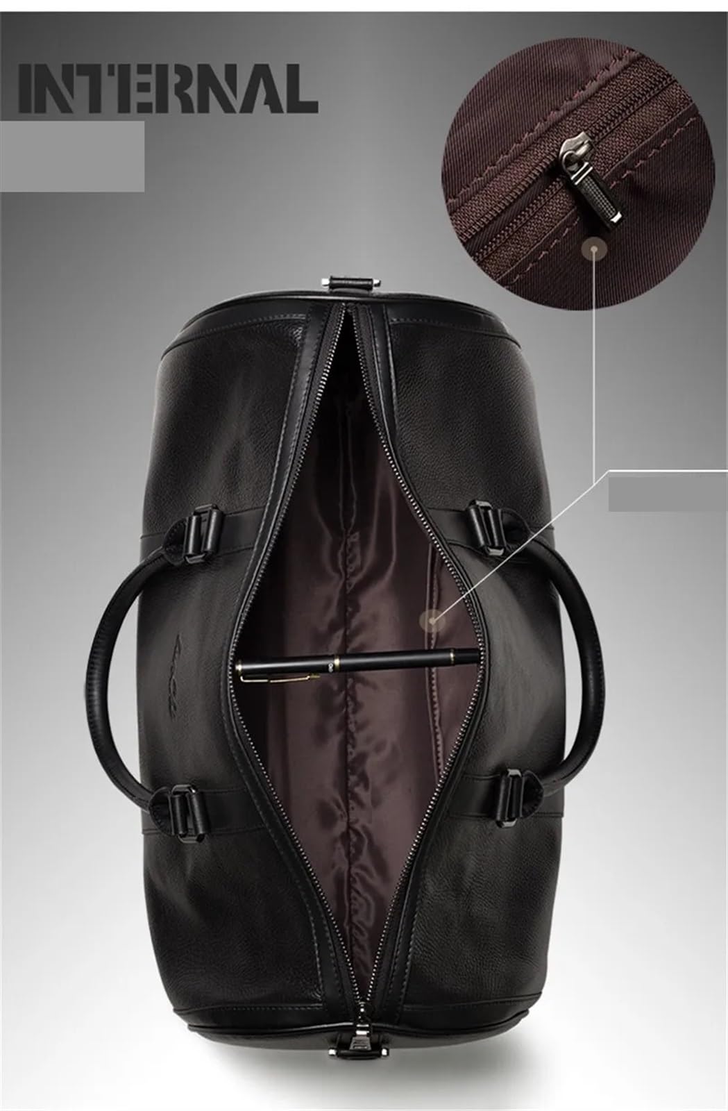 Bolsa De Viaje Bolso de Viaje de Cuero for Hombre, Bolso de Viaje y Equipaje, Bolso de Mano de Cuero for Hombre, Bolso de Fin de Semana, Bolso de Mano Grande para Viajar(Black)