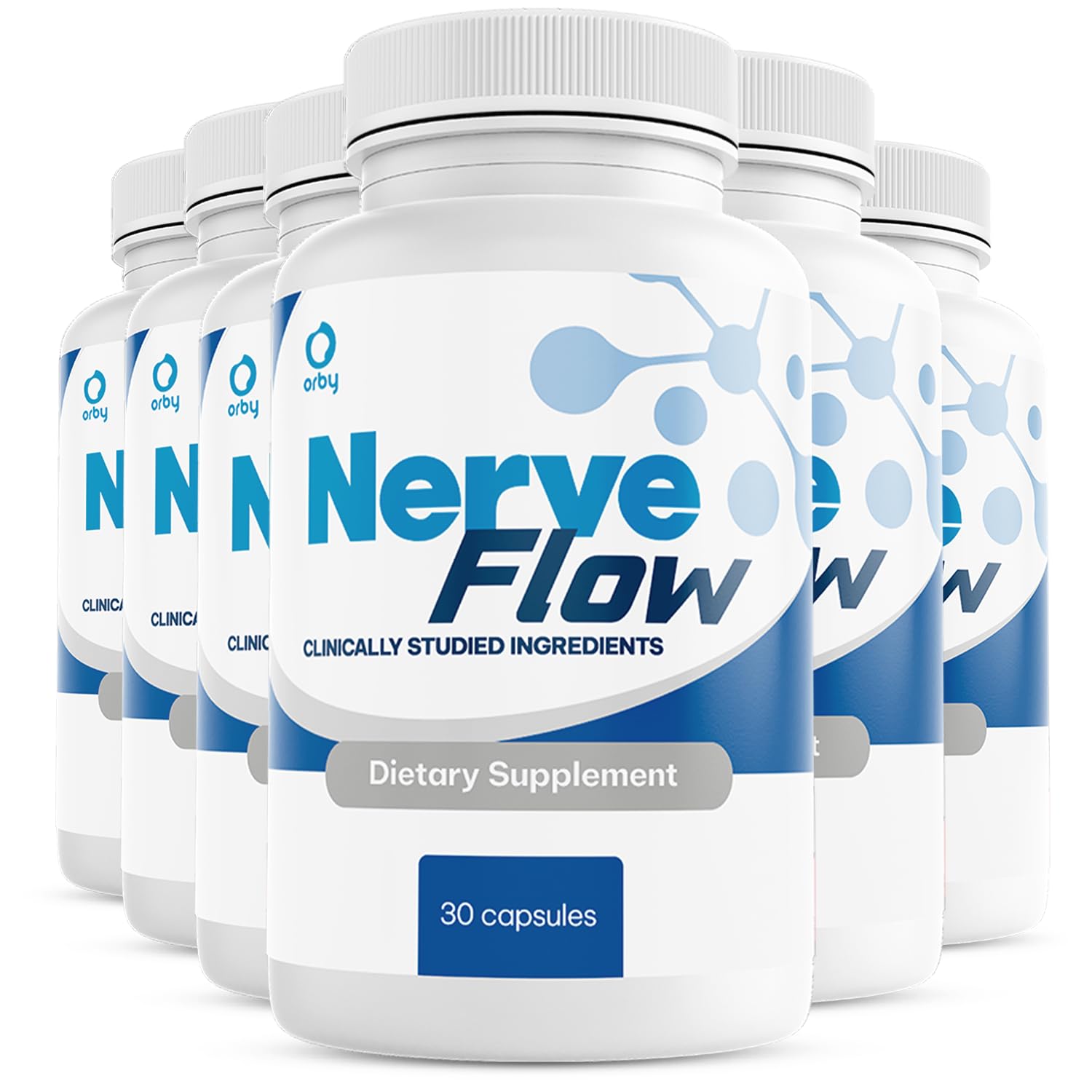 Orby NerveFlow Natural Daily Wellness Supplement with Magnesium Turmeric CoQ10 Non-GMO GMP Certified Made in USA 30 Capsules