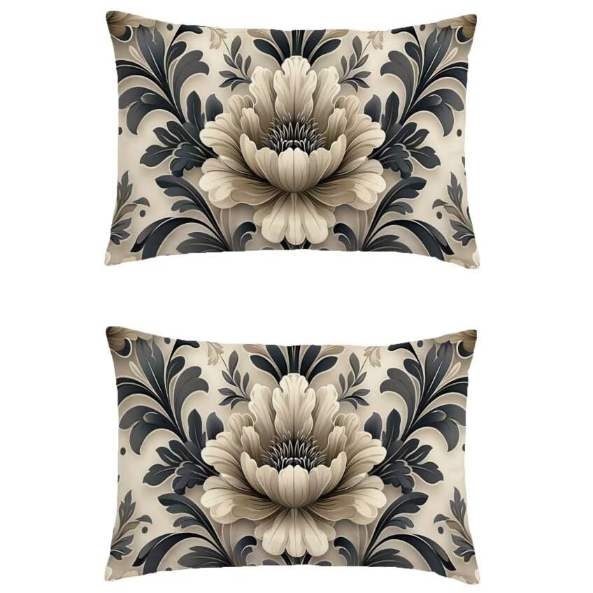 Housse de coussin double sided printing imperméable 80x100 cm motif fleuri vert