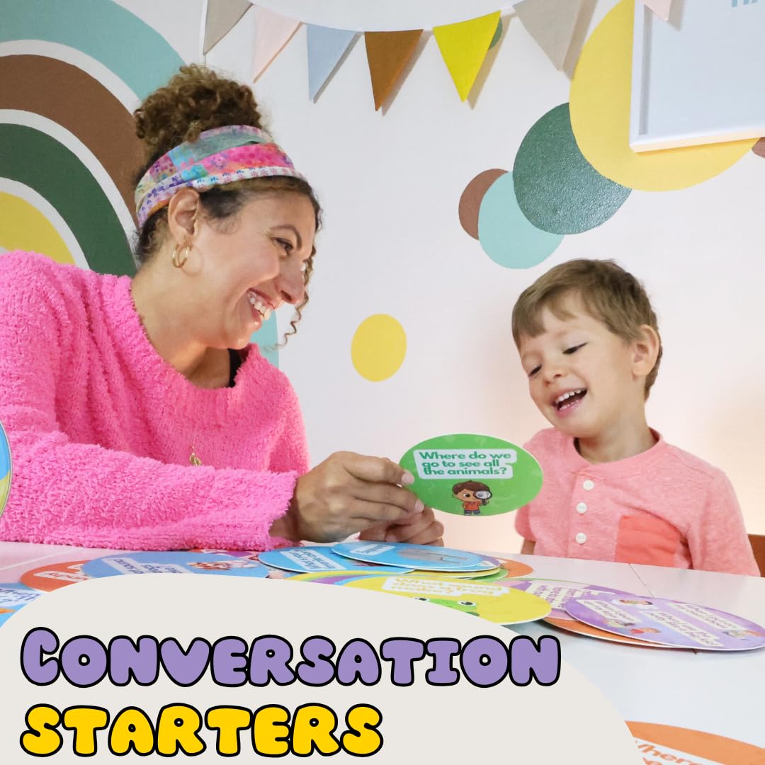 What Where When Conversation Flash Cards for Toddlers 2+ Years - Speech Therapy Materials - 50 Double Sided Flashcards - Learn to Talk, Social Skills & Emotional Learning Activities, by Pidoko Kids