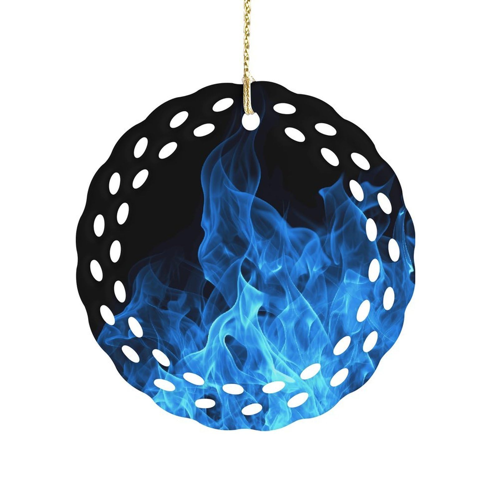 Blue Flame Christmas Ornament Holiday Hanging Decoration Xmas Tree Keepsake Personalized Xmas Tree Ornament Round Ceramic Ornaments for Keepsake Gifts Ideas Home Decor