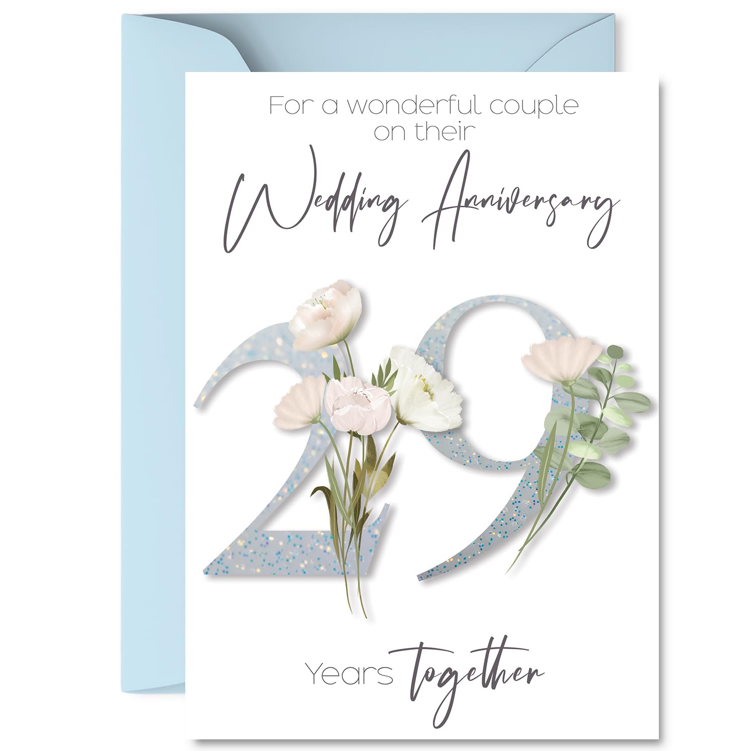 29th Anniversary Card for Women and Men, Fancy Floral Flowers