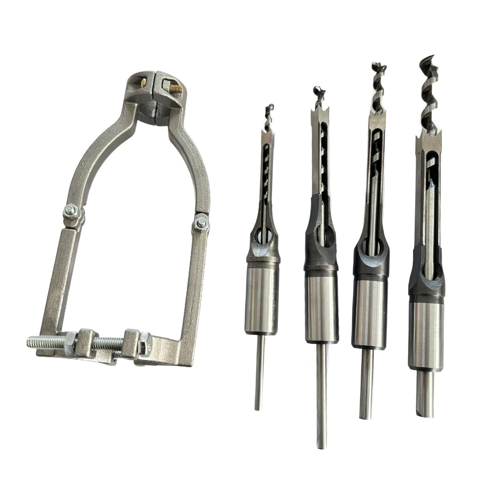 Sharplace Adaptador de Broca de Agujero Cuadrado, Profesional, con 4 Brocas, Robusto para Carpintería, Accesorios de Taladro, Máquina de Inserción