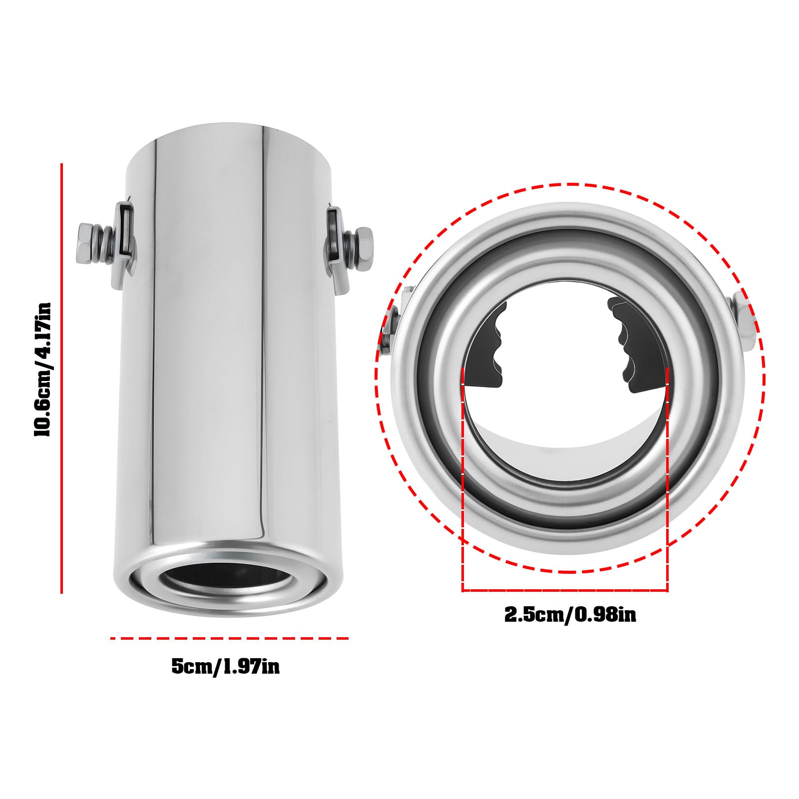 Końcówka wydechowa ze stali nierdzewnej do samochodu, 106 x 50 mm, kompatybilna z Fiat 500 Brava Bravo Duna Fiorino Idea Panda