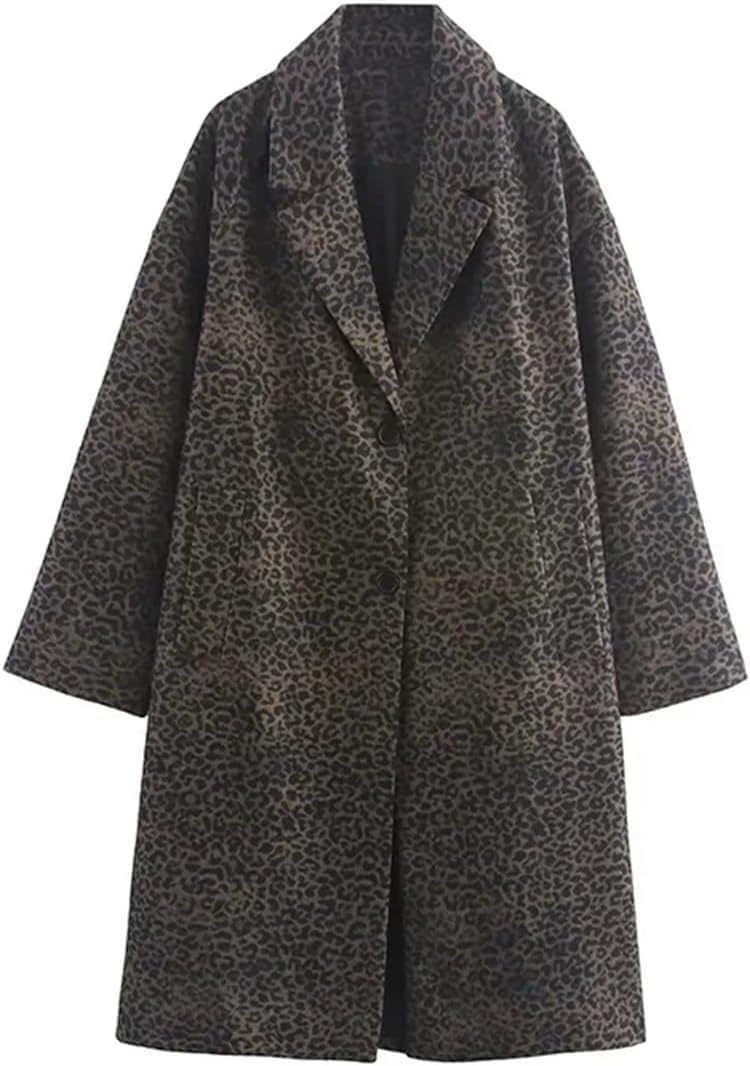 Trench léopard femme col tailleur pour sorties urbaines et bureau
