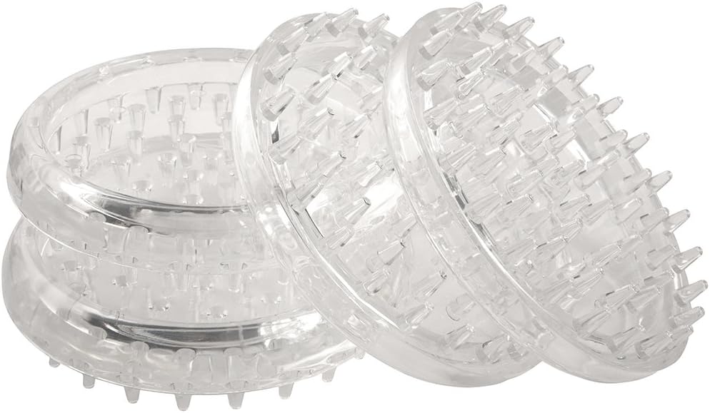 SoftTouch 4680195N Round Spiked Plastic Caster Cups for Short Loop Carpet (3/8" H) - (4 Pieces), Clear, 4 inch,