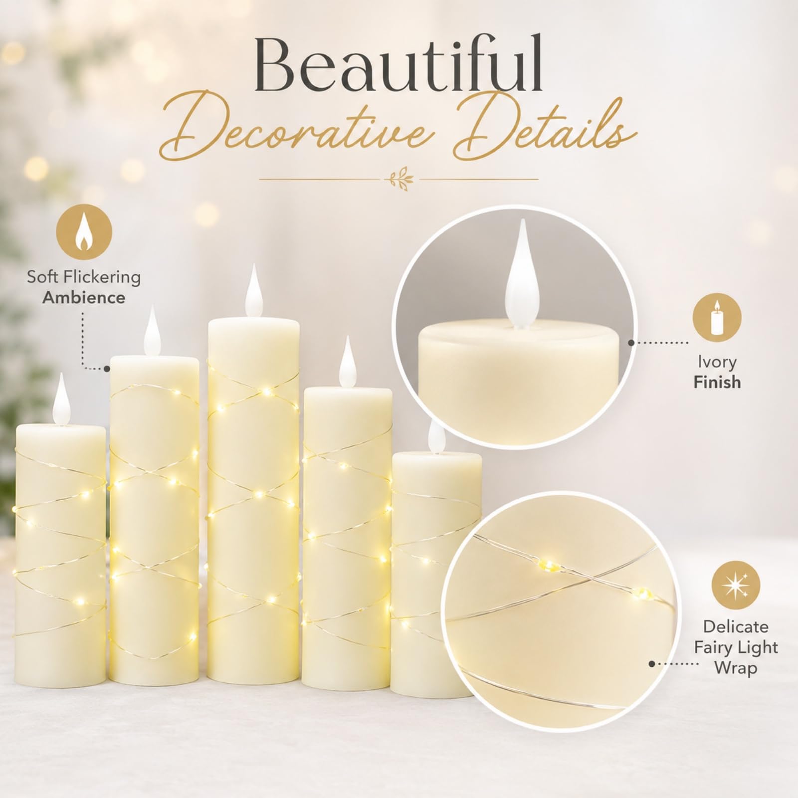 Mateju 5 Pezzi Candele LED Fiamma Oscillante con Telecomando e Timer, Candele LED Decorative a Batteria Luci Senza Fiamma Lunghe per Interni Esterni Camera da Letto Sala (Bianco)