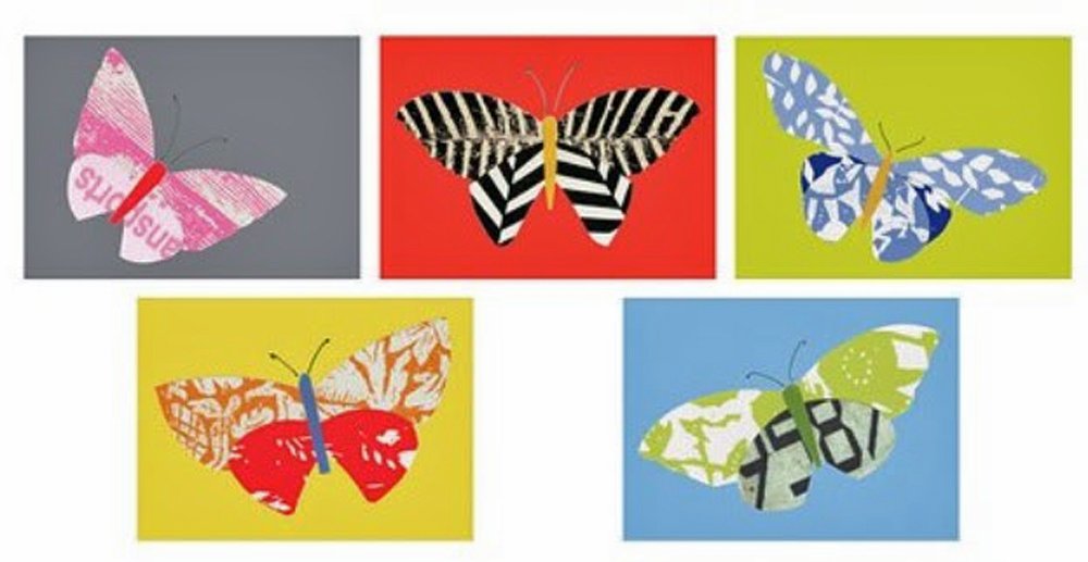 Ikea Wall Art Note Card Stationary Picture 5 Card Set Butterfly Print Post