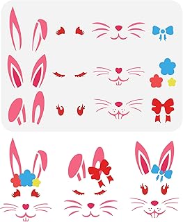 FINGERINSPIRE Easter Bunny Face Stencil 11.7x8.3inch Reusable Cute Rabbit Eye and Ear Drawing Stencil Easter Theme Decoration Stencil for Painting on Wall, Wood, Furniture, Fabric and Paper - Buy now