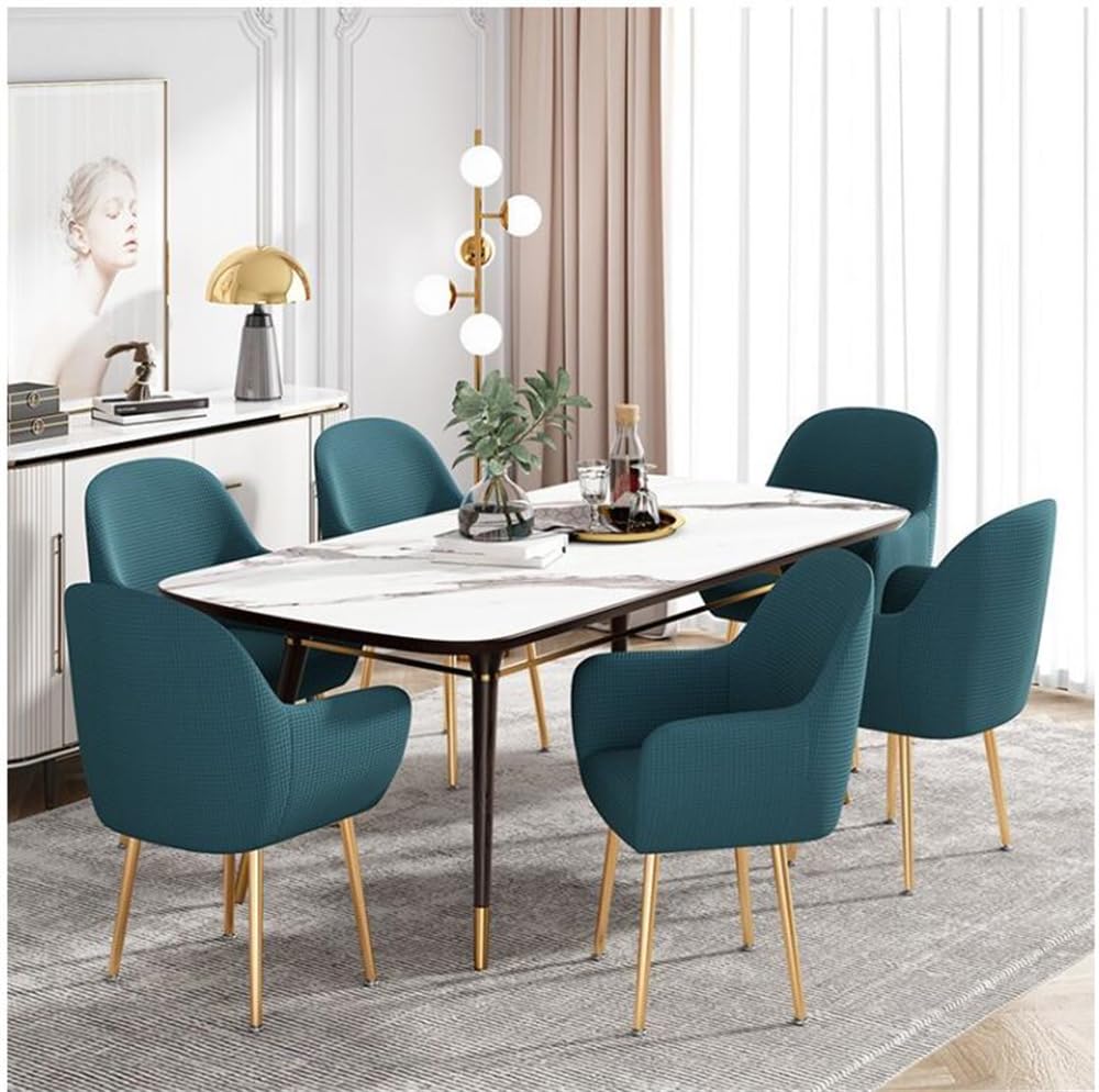 Highdi Einfarbig Jacquard Stuhlhussen mit Armlehne Stretch Stuhlbezug Esszimmerstühle Bezug Sesselbezug Abnehmbare Waschbar Universal für Esszimmer Hotel Bankett Deko (6er Set,Grün)