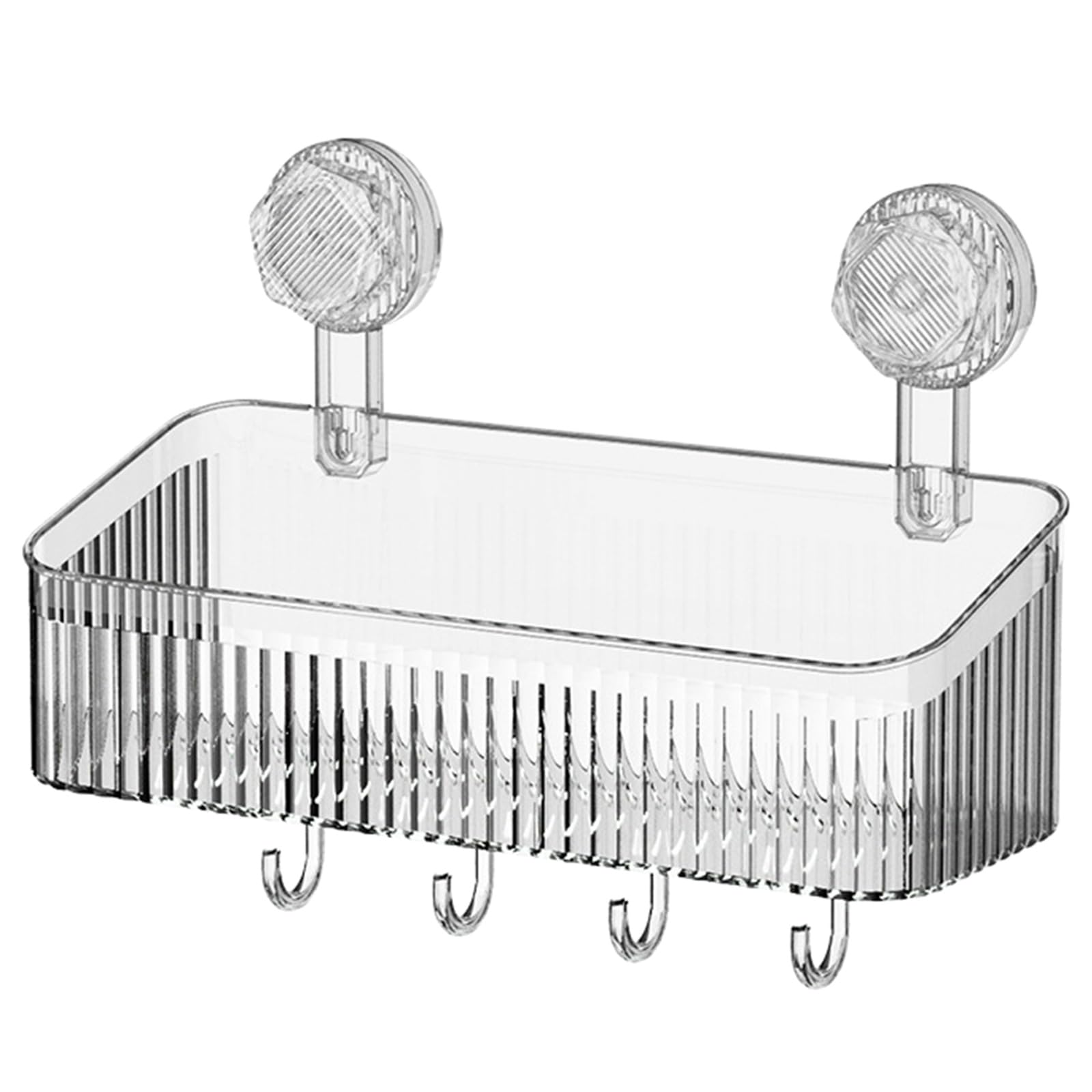 Kalttoy Women's Clear Sturdy Shelf Bathroom Storage Rack Shampoo Organizer Stand With Strong Suction Cups For Wall Mounted Bathroom