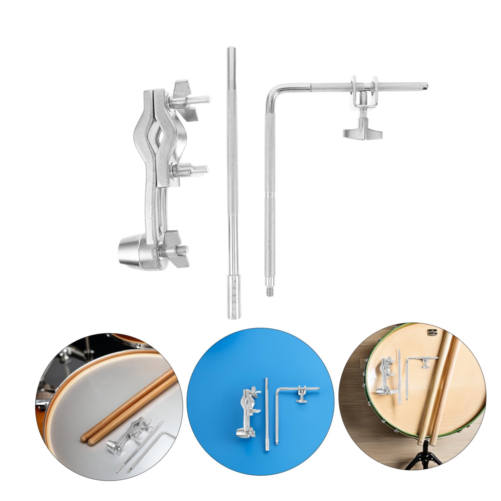 SUPVOX Supporto Per Batteria Jazz in Metallo Staffa Per Campanaccio Con Asta Morsetto Per Tom Clip Di Estensione Per Rack Per Batteria Accessorio Per Strumenti Percussione Per Studio e Li