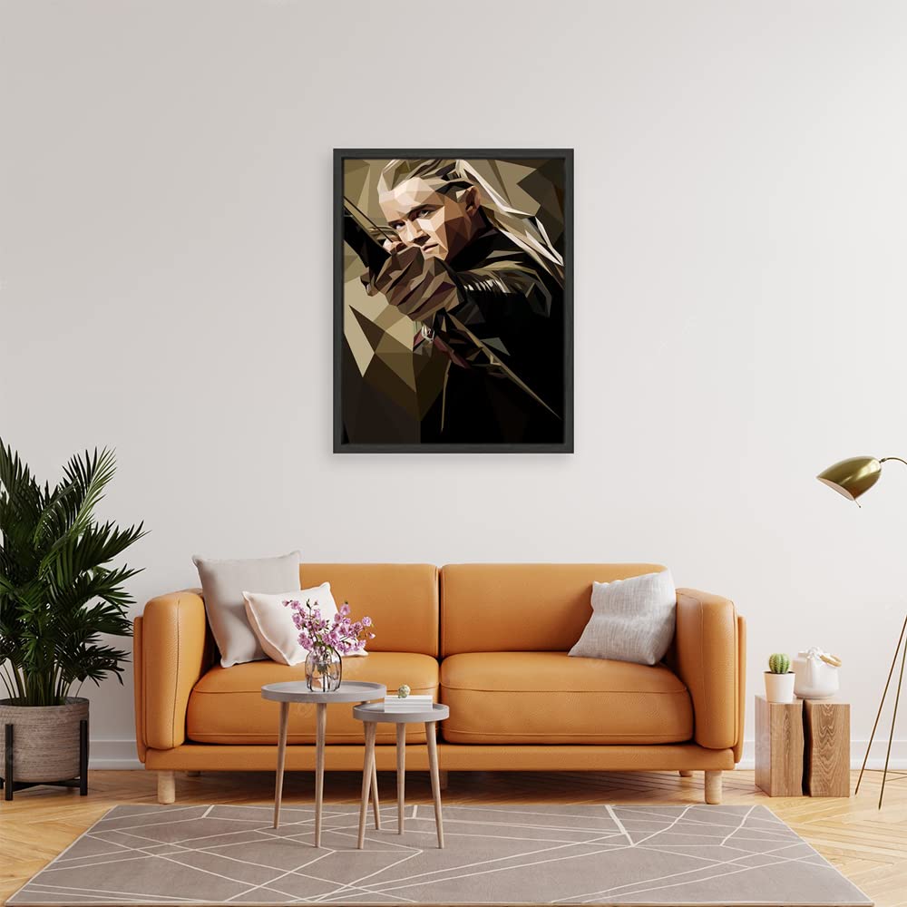VERRE ART Printed Framed Canvas Painting for Home Decor Office Wall Studio Wall Living Room Decoration (22x34inch Black Floater) - Legolas Lord Of The Rings character