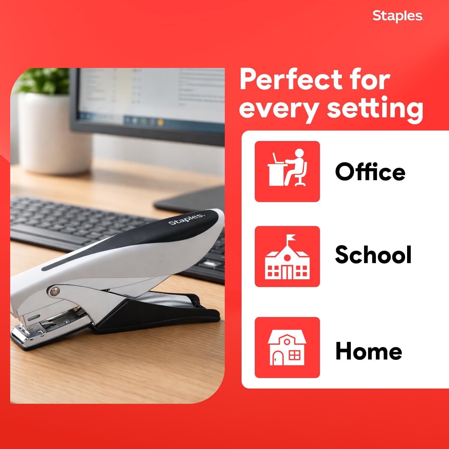 Staples Heavy‑Duty Hand Stapler, 20‑Sheet Capacity – Metal Office Stapler for Desk or Classroom
