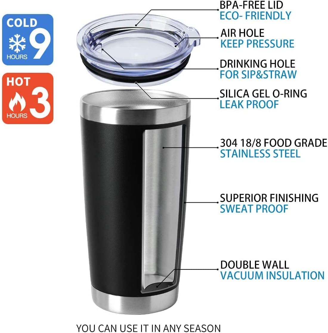 HASLE OUTFITTERS 20oz Tumblers Stainless Steel Mugs with Lid Double Wall Vacuum Insulated Coffee Cups for Cold & Hot Drinks (20oz-Mix, 12 Pack) - Image 4