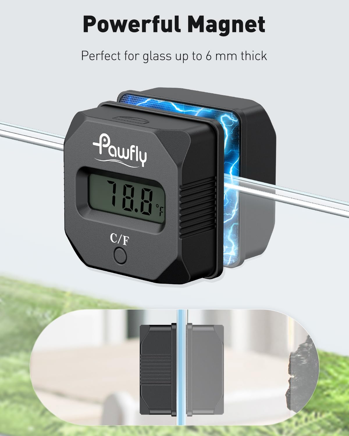 Pawfly Aquarium Magnet Glass Cleaner with Thermometer, Magnetic Fish Tank Cleaner - Image 2