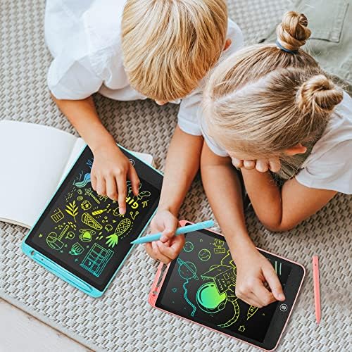 LEYAOYAO 2 Pack LCD Writing Tablet 12inch with Bag - Colorful Screen Doodle Pad Drawing Board Learning Educational Toy - Gift for Kids 3-6 Years Old Girl Boy(Blue+Pink)