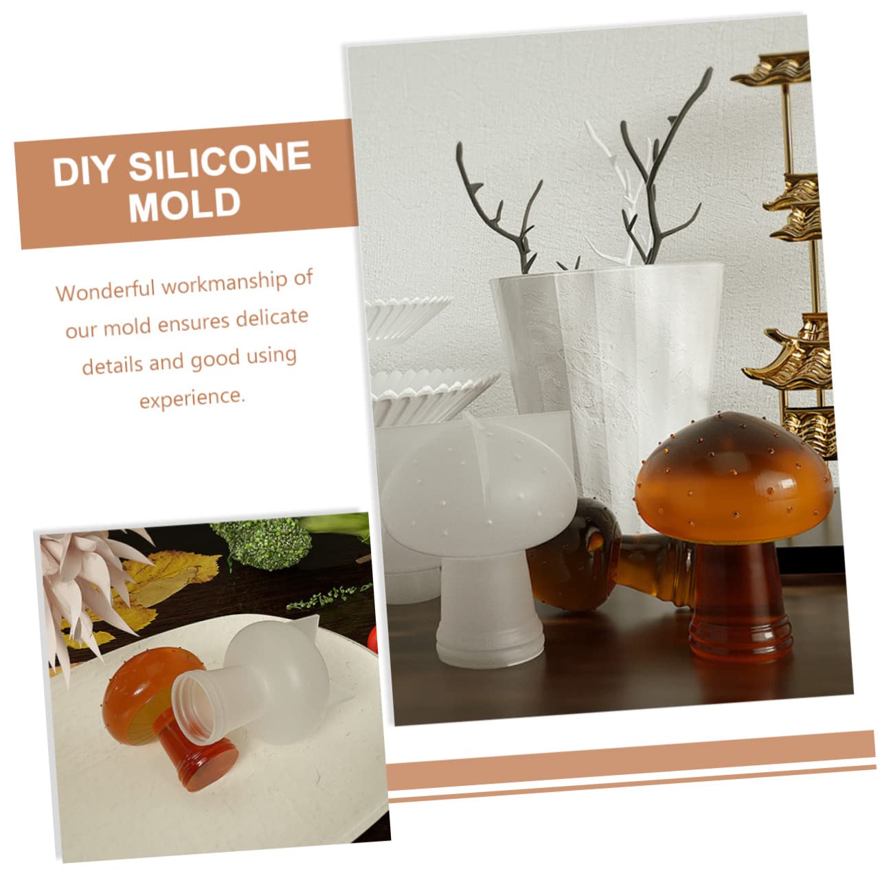 jojofuny 2 Set Stampi Silicone Per Decorazioni Forma Fungo Kit Diy Per Creazioni Artigianali Facili Da Utilizzare E Smontare Materiale Resistente E Flessibile Per E Decorazioni 4 Pezzi*2